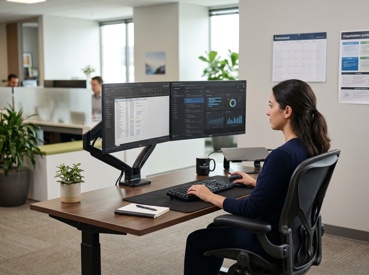 ergonomic setup dual monitors